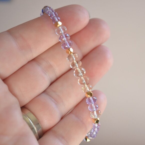 Ametrine Beaded Bracelet with Gold Magnetic Clasp - Hand Made in Canada - Picture 7 of 9